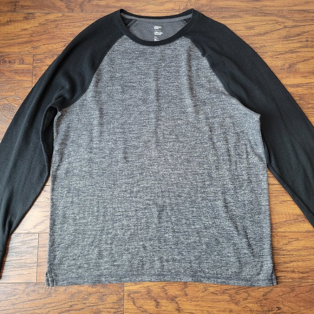URBAN PIPELINE SuperSoft Gray Black Raglan Long Sleeve Baseball Shirt sz XXL EUC